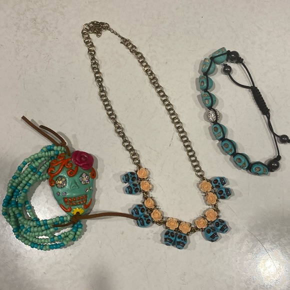 Skeleton Jewelry Lot - 2 Bracelets and 1 Necklace - Picture 1 of 9